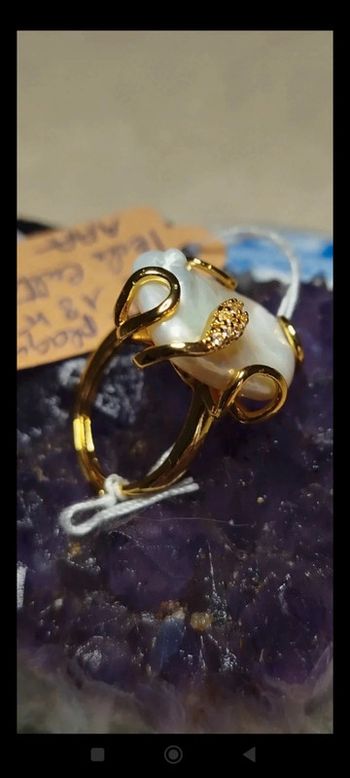 Bague Éveil Mystique💫 Bague Serpent en Or 24 Carats et Perle des Mers du Sud AAA
