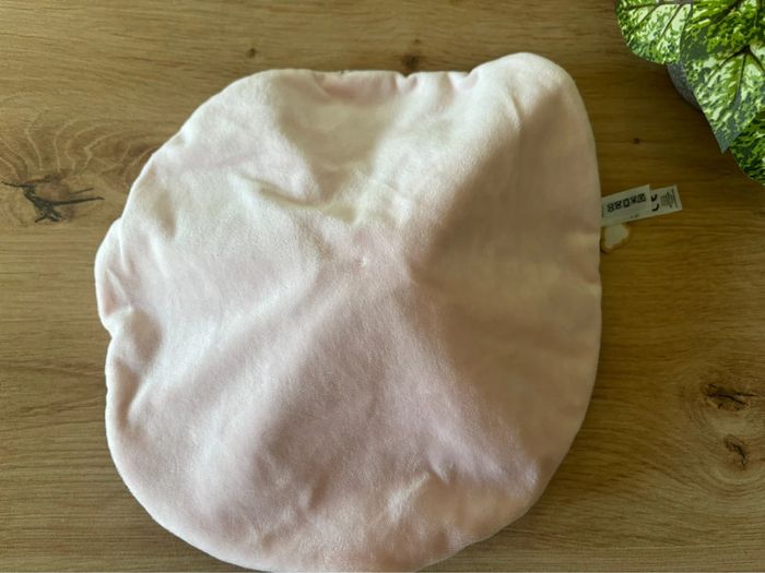 Doudou plat rond lapin rose perle broderie fleur kaloo état neuf - photo numéro 3