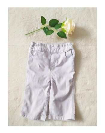 Jean bébé fille 6 mois denim mauve taille élastique marque Baby by Veti