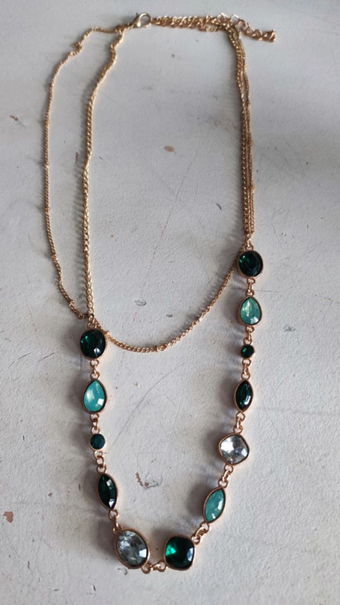 Collier strass vert double rang - photo numéro 5