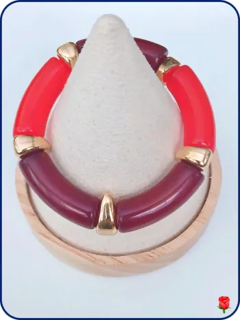 Bracelet tube segments rouges et bordeaux – look graphique chic