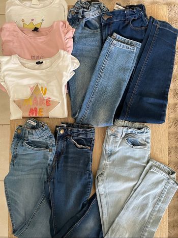 Lot vêtements fille 10 ans jeans pantalon et haut manche longue