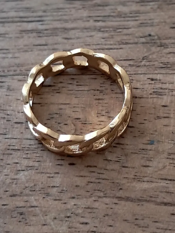 Bague dorée maillons gourmette - photo numéro 4