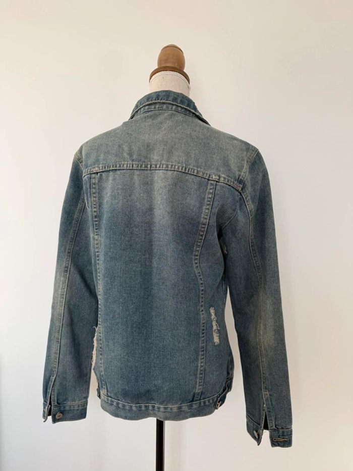 Veste jean vestido M bleu denim manches vest manteau blouson Giacca chaqueta destroy jacket jas - photo numéro 4
