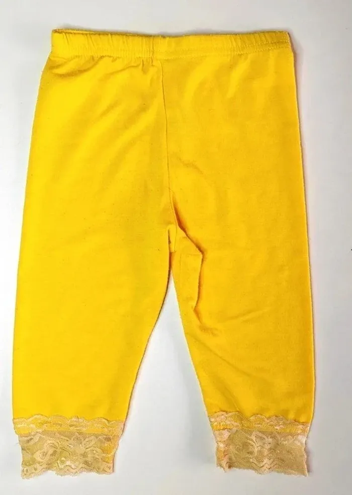 Legging jaune avec dentelle - Taille 4 ans - photo numéro 2