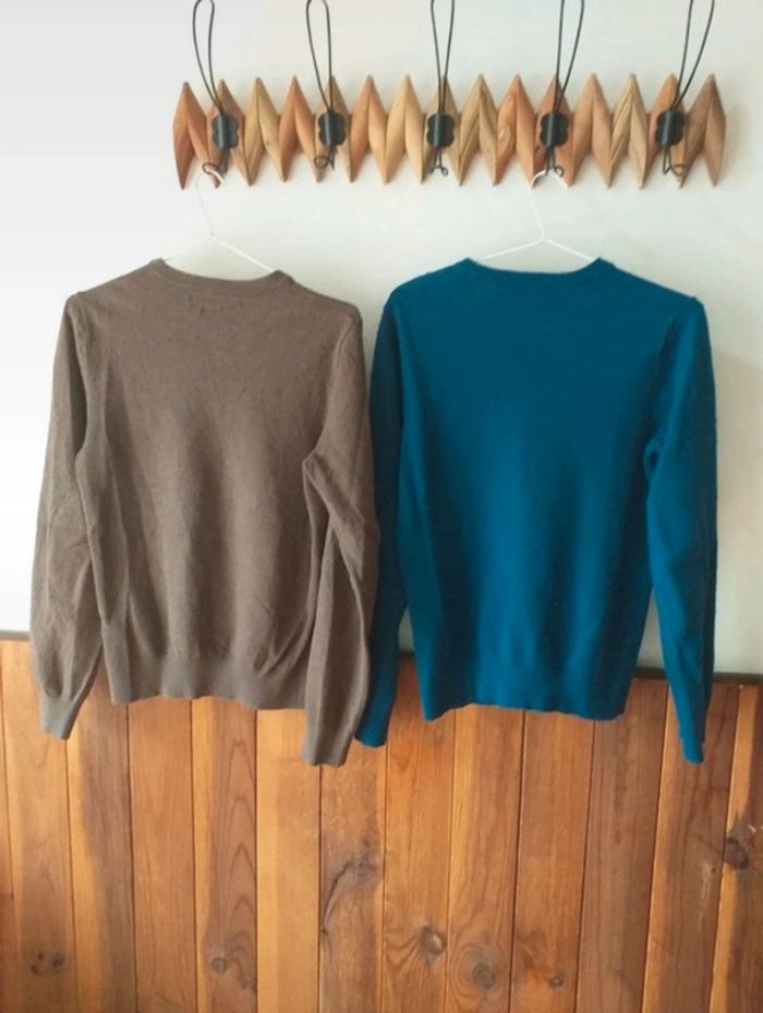 Pulls bleu et marron - photo numéro 2