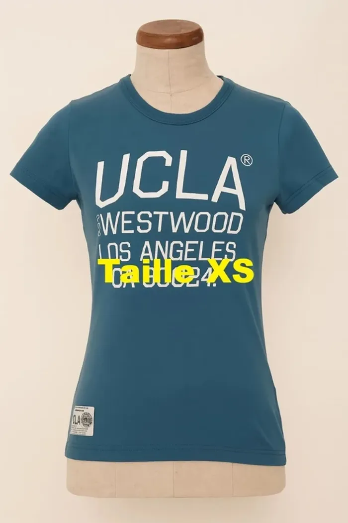 Tee shirt manche courte bleu imprimé blanc UCLA Taille XS