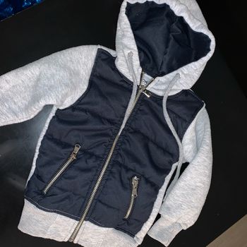 Veste légère avec capuche bi-matière 18 mois Gris noir