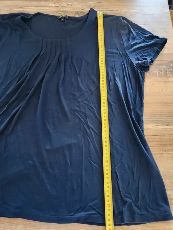 Tee-shirt blouse haut manches courtes taille 48 très bon état bleue marine - photo numéro 6
