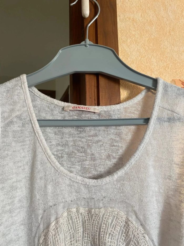 Débardeur blanc marque camaïeu taille 38 - photo numéro 3