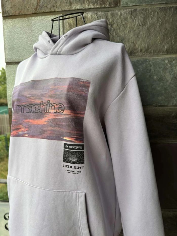 Sweat mauve à capuche à motifs Bershka Taille S / 36 - photo numéro 7