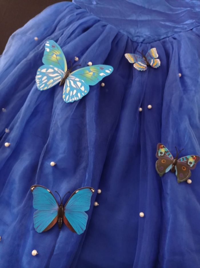 Déguisement robe princesse bleu marine papillon 5-6ans - photo numéro 5