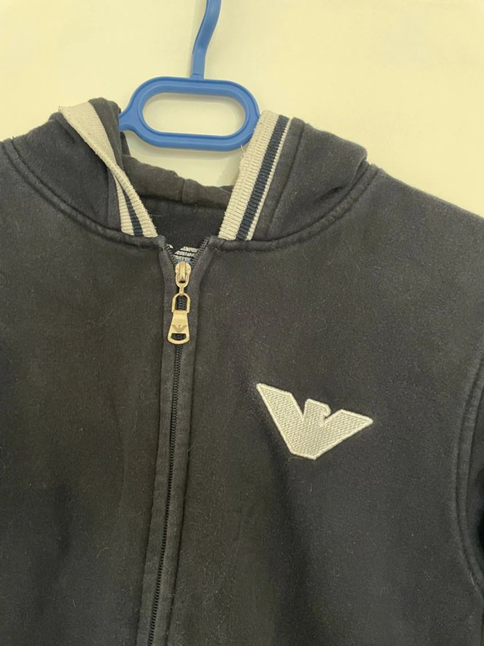 Veste homme à fermeture zip à capuche à manches longues bleu marine et blanc GA taille L - photo numéro 4