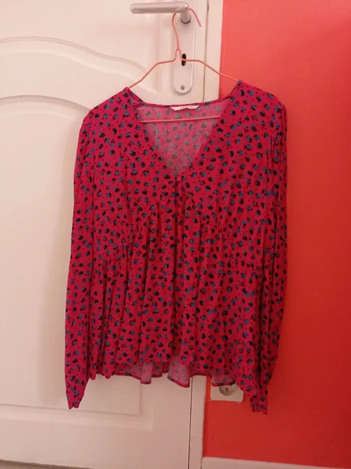 Blouse rose manches longues Camaïeu taille 40