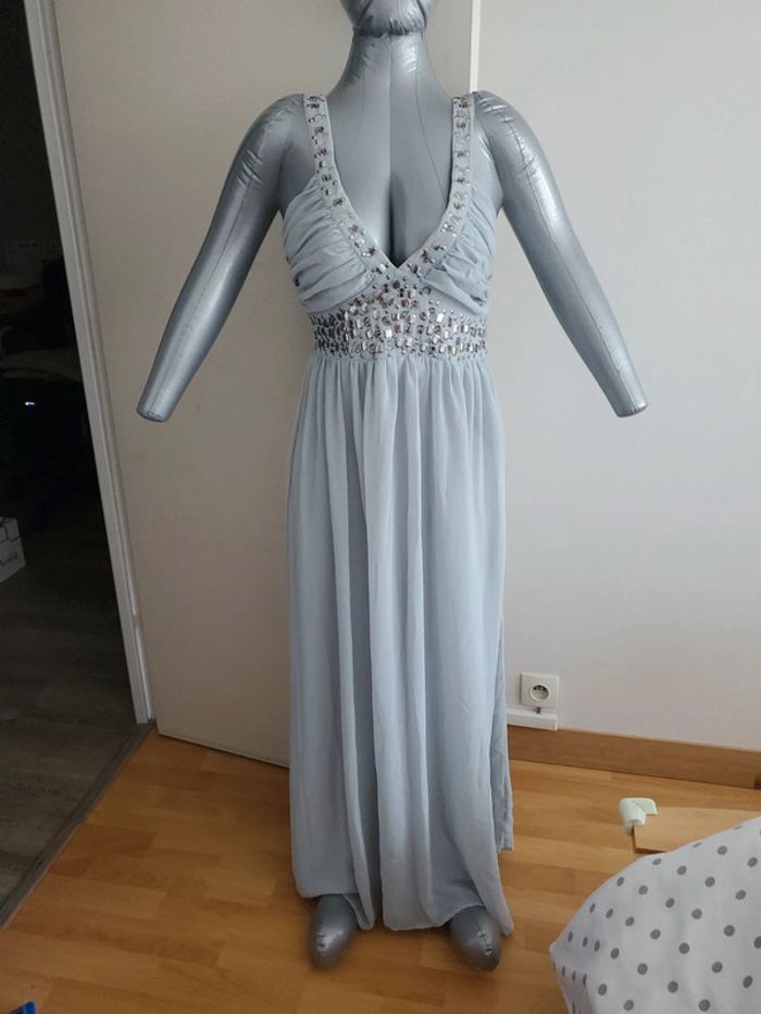 Robe longue à bretelles grise argenté T36 - photo numéro 5