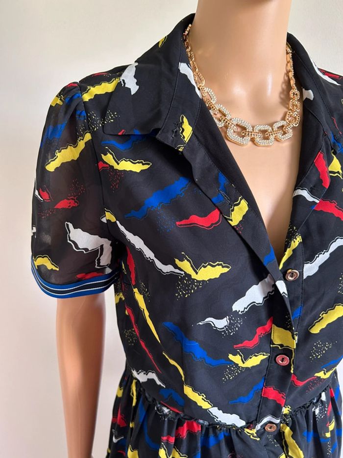 Robe noire et imprimée à manches courtes Molly Bracken taille S jamais portée - photo numéro 5