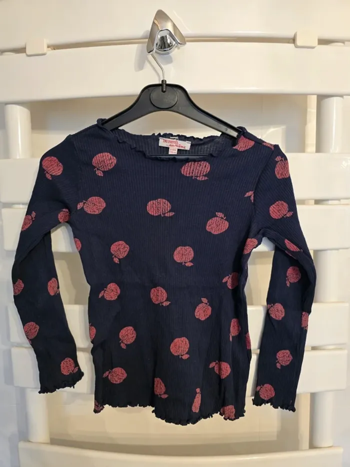 Tee-shirt bleu marine pomme Du pareil au même