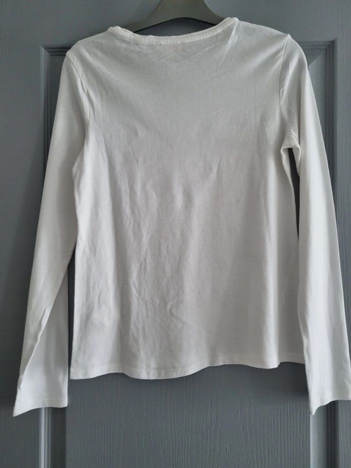 T-shirt à manches longues fille - Taille 12 ans (152cm) - DPAM - Blanc et rose - photo numéro 4