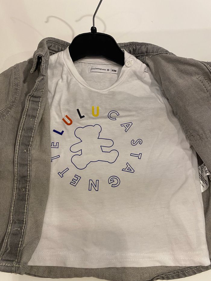 Ensemble t-shirt manche longue et chemise en jean - photo numéro 2