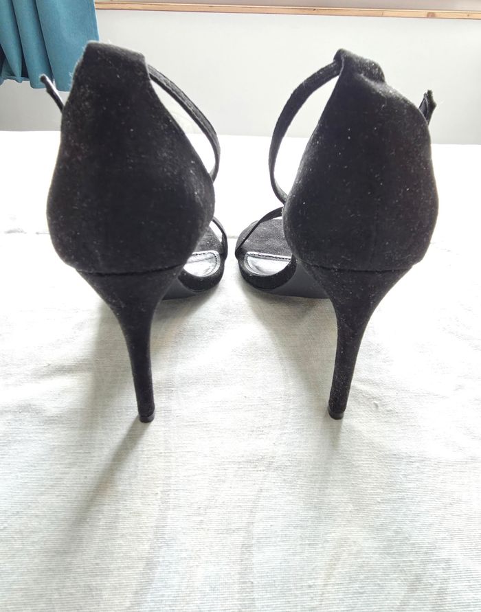 Truffle Collection Sandales Talons Suédine Noir Bon État 39 - photo numéro 4