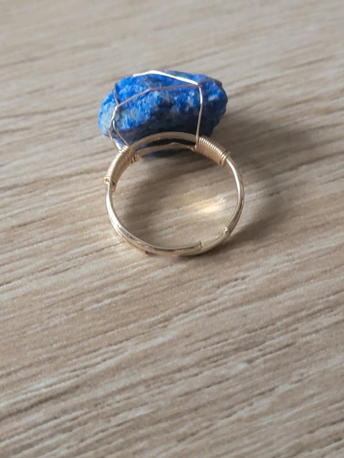 Bague lapis-lazuli en pierre brute véritable - photo numéro 7