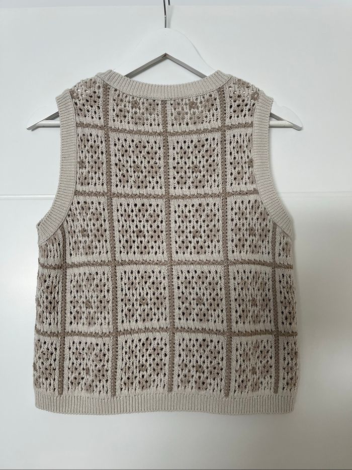 Pull sans manche crochet maille S - photo numéro 3