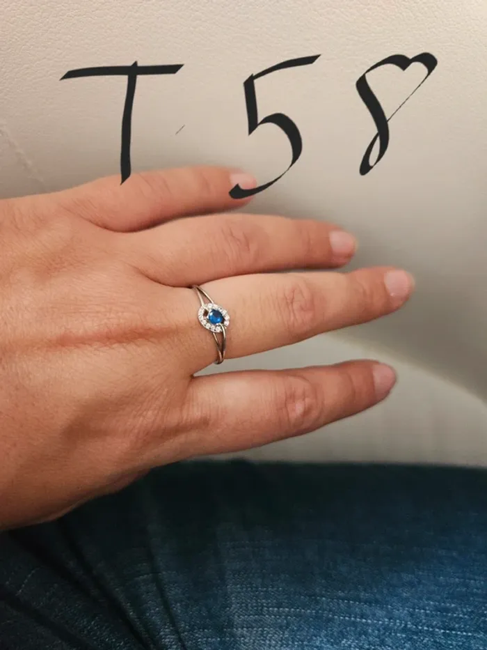 Bague argent pierre bleu t58