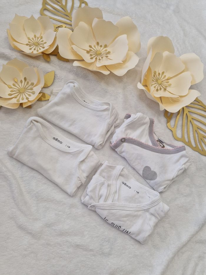 Lot de 4 bodies longues manches 1 mois - photo numéro 6