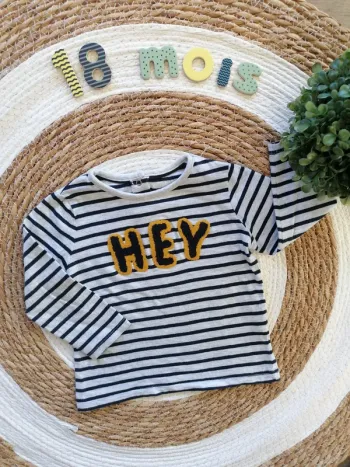 Tee-shirt manches longues à rayures - Kiabi - 18 mois