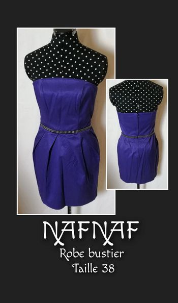 Robe bustier courte clous bleu violet taille 38 Nafnaf