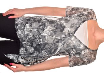 tshirt fin col v gris blanc tacheté transparent taille M