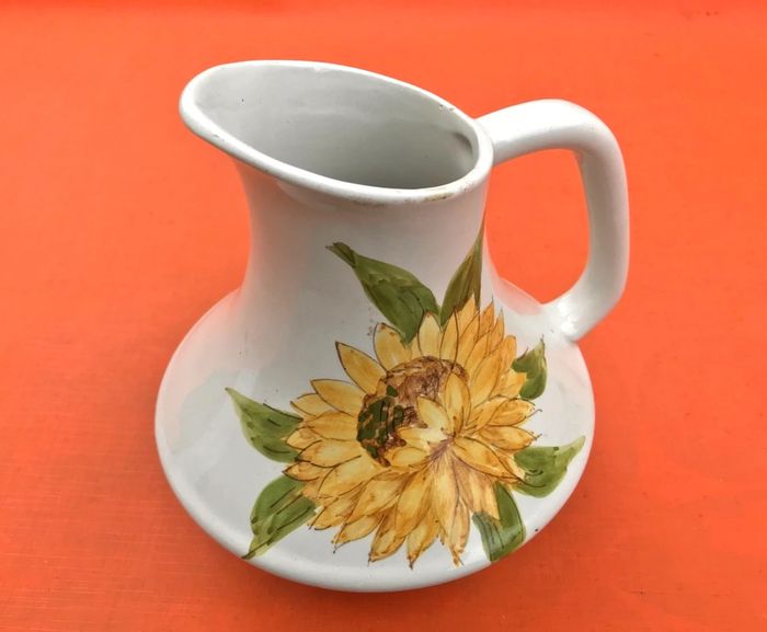 Ancien Pichet Céramique émaillée Décor tournesol - photo numéro 6