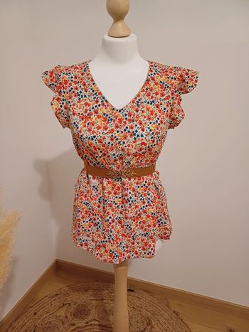 Blouse chic colorée fleurie neuve By One taille S/M 36/38