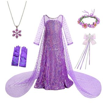 Déguisement robe princesse violette sequin et ces accessoires Taille 6-7ans