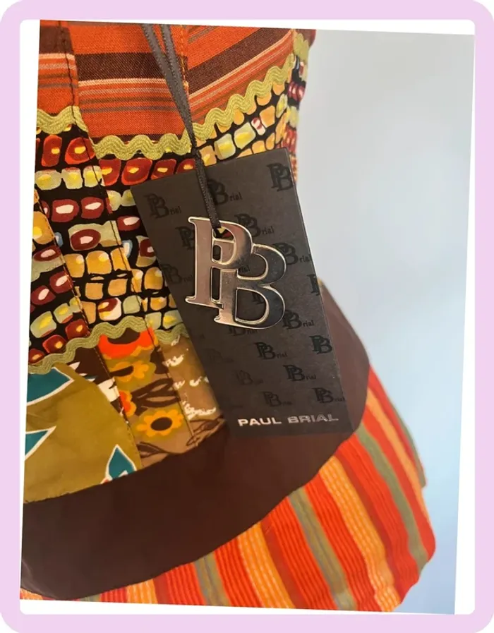 🌟 Débardeur Paul Brial – Taille 2 – Neuf avec étiquette – Motif marron, orange & vert 🌟 - photo numéro 4