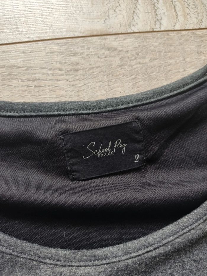 Robe bi-matière manches courtes noir argenté et gris taille 38 School Rag - photo numéro 7