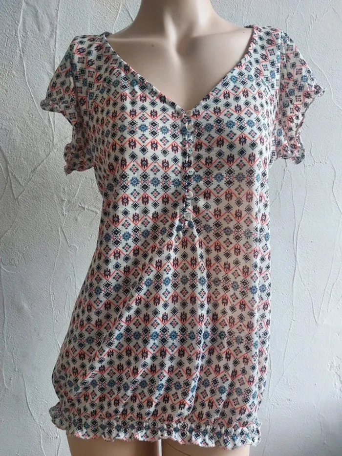 Blouse imprimée colorée à manches courtes
