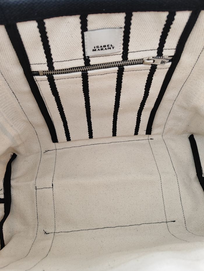 Sac cabas Isabel Marant en toile beige et noir - photo numéro 7