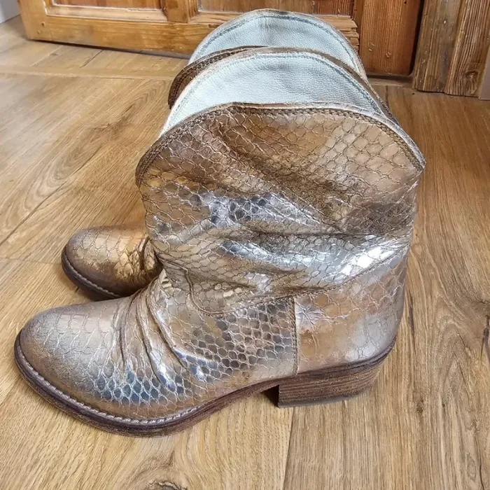 Boots Vintage cuir italien gold Strategia cowboy - photo numéro 10
