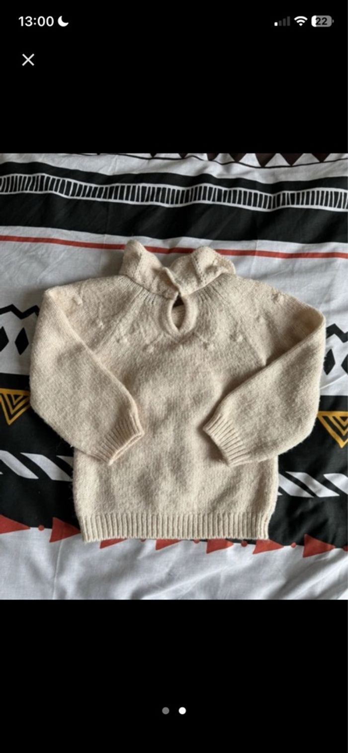 pull kiabi beige 24 mois col claudine - photo numéro 2