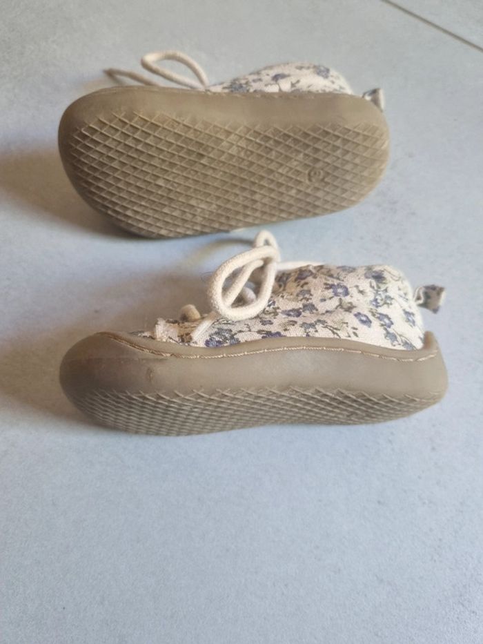 Baskets lacets, motifs à fleurs Vert baudet (19) - photo numéro 2