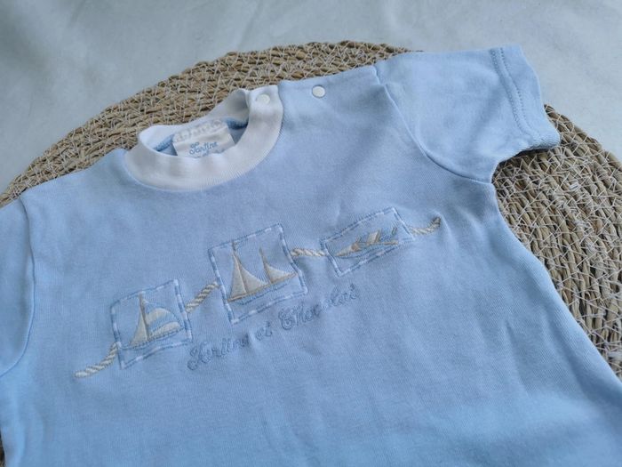 Tee-shirt 👣 manches courtes, garçon, tartine et chocolat, 6 mois - photo numéro 2