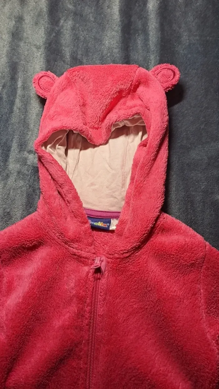 💚Veste polaire rose à capuche avec oreilles – bébé fille – 12 mois - photo numéro 3