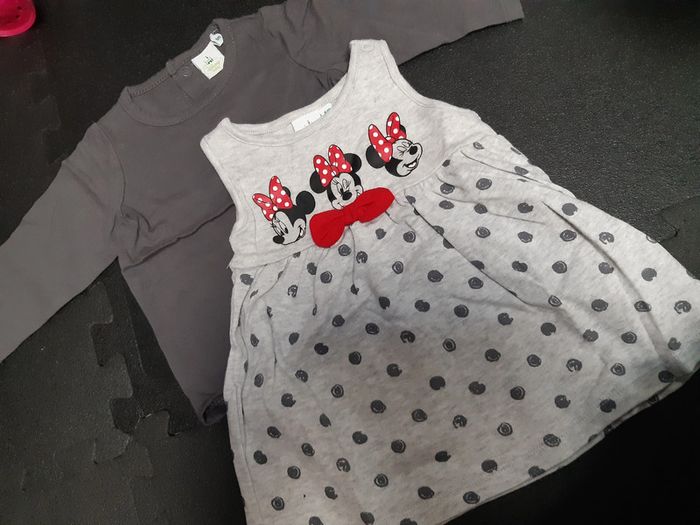 Ensemble robe t-shirt Minnie gris pois 6 mois bébé fille disney