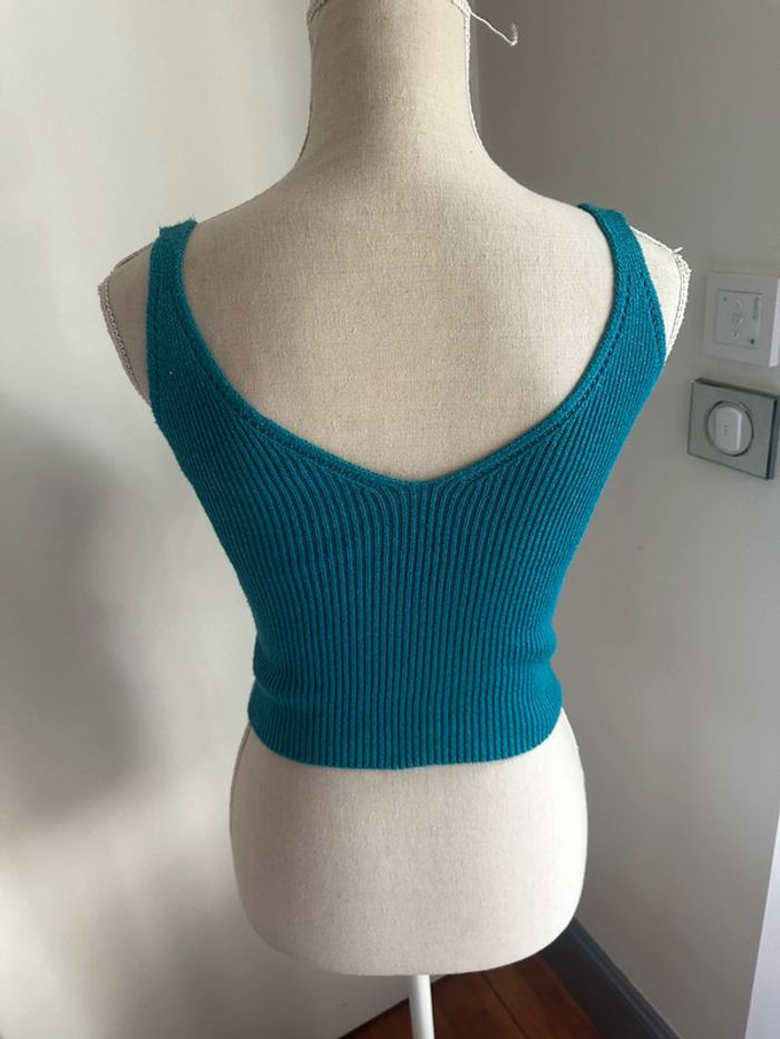 Top côtelé turquoise – 100 % coton – Fabriqué en Italie – Taille S  🩵 - photo numéro 7