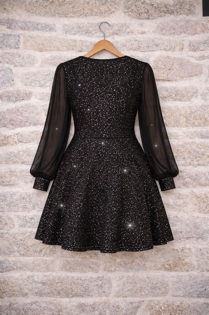 Robe de soirée scintillante ciel étoilé noire pailleté argenté Femme taille 54 marque Boohoo 💍 - photo numéro 8
