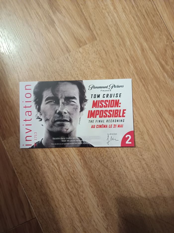 2 Places cinéma mission impossible