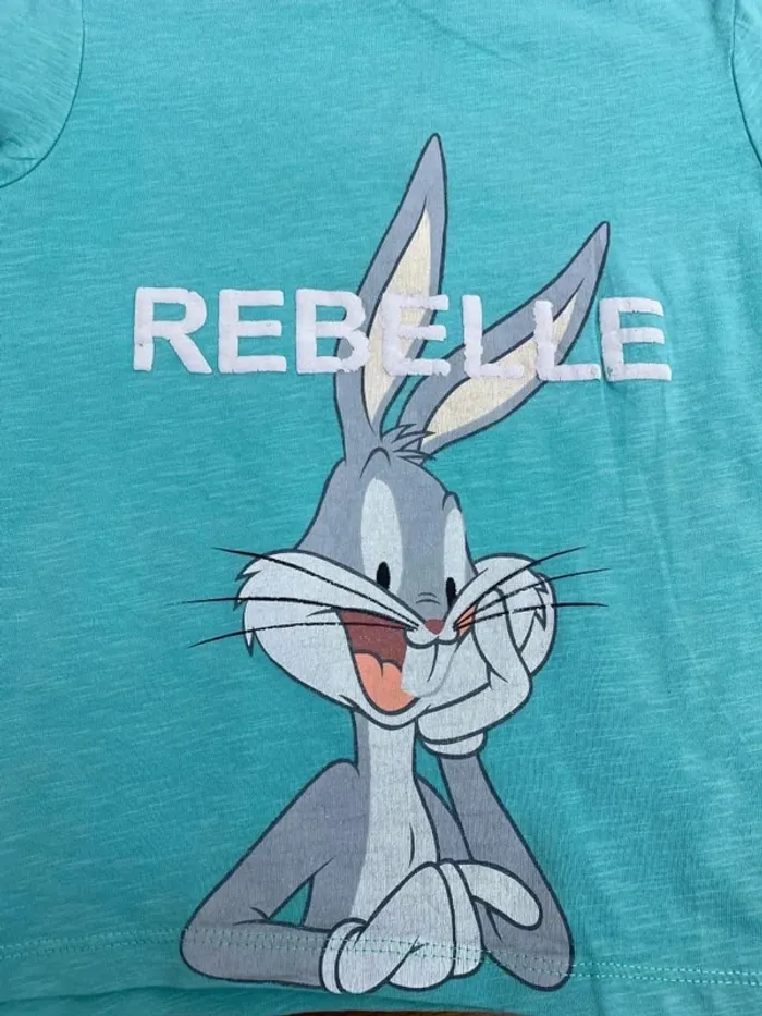 T-shirt vert Rebelle Looney Tunes 5 ans Bugs Benny - photo numéro 2