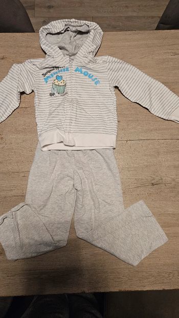 Training fille 2 pièces, gris et blanc, Disney, Minnie Mousse, 5/6 ans, nickel