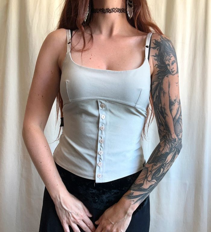 Débardeur court pailleté beige vintage made in France 🇫🇷 Coquette y2k - Taille S/M